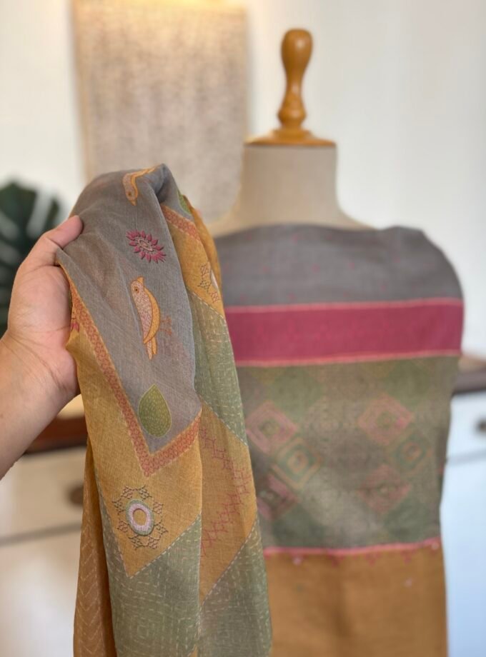 Hand Highlighted Pure Cotton Satin Salwars by Ikhtirah