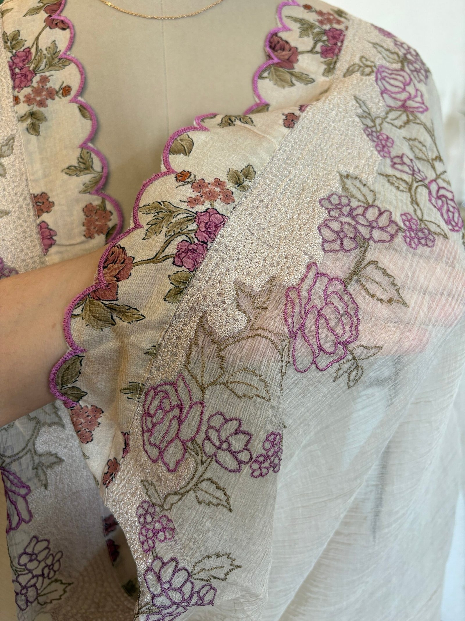 Floral Pure Glaze Cotton and Hand Highlighted Salwars by Ikhtirah - Image 13