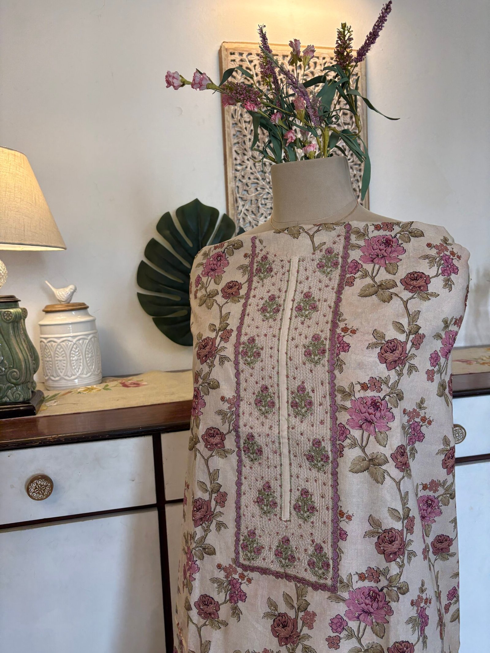 Floral Pure Glaze Cotton and Hand Highlighted Salwars by Ikhtirah - Image 14