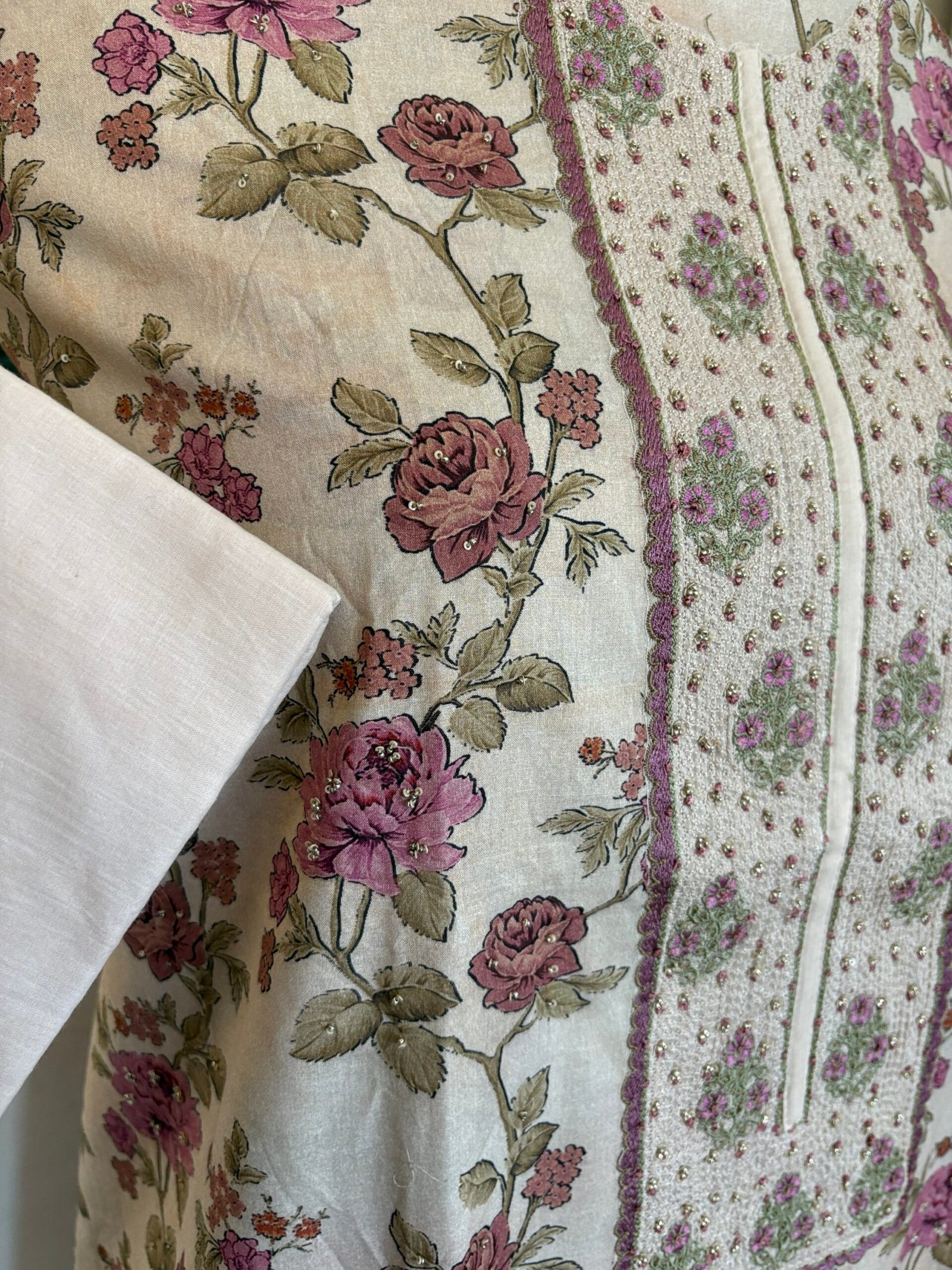 Floral Pure Glaze Cotton and Hand Highlighted Salwars by Ikhtirah - Image 10