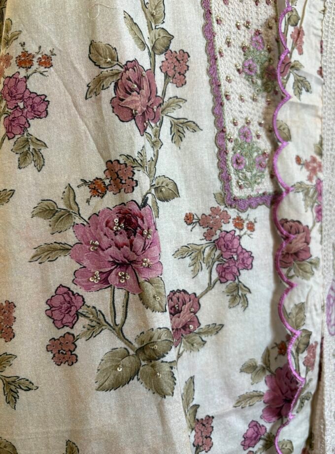 Floral Pure Glaze Cotton and Hand Highlighted Salwars by Ikhtirah
