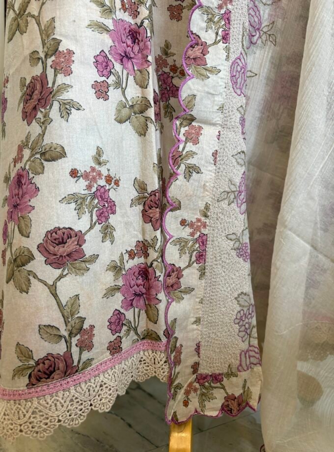 Floral Pure Glaze Cotton and Hand Highlighted Salwars by Ikhtirah