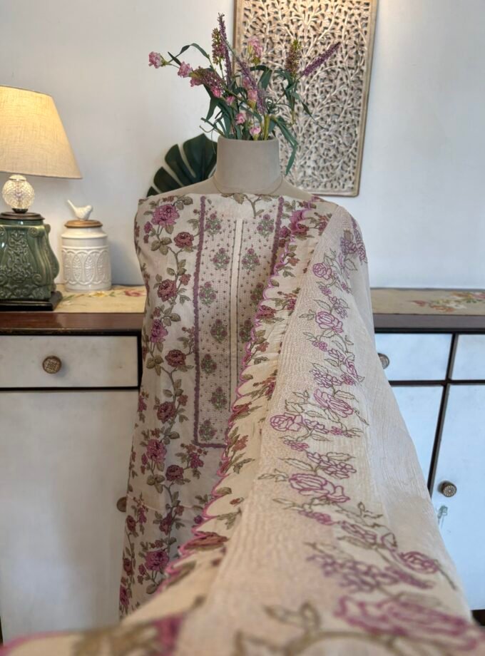 Floral Pure Glaze Cotton and Hand Highlighted Salwars by Ikhtirah