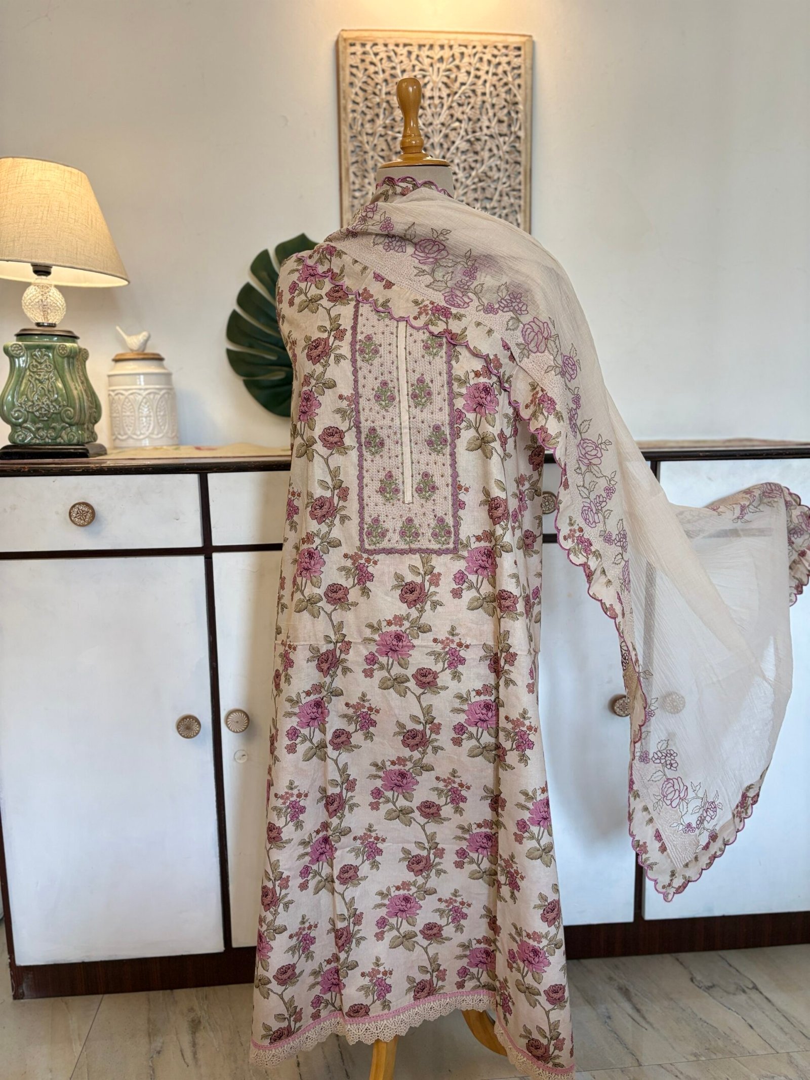 Floral Pure Glaze Cotton and Hand Highlighted Salwars by Ikhtirah - Image 16