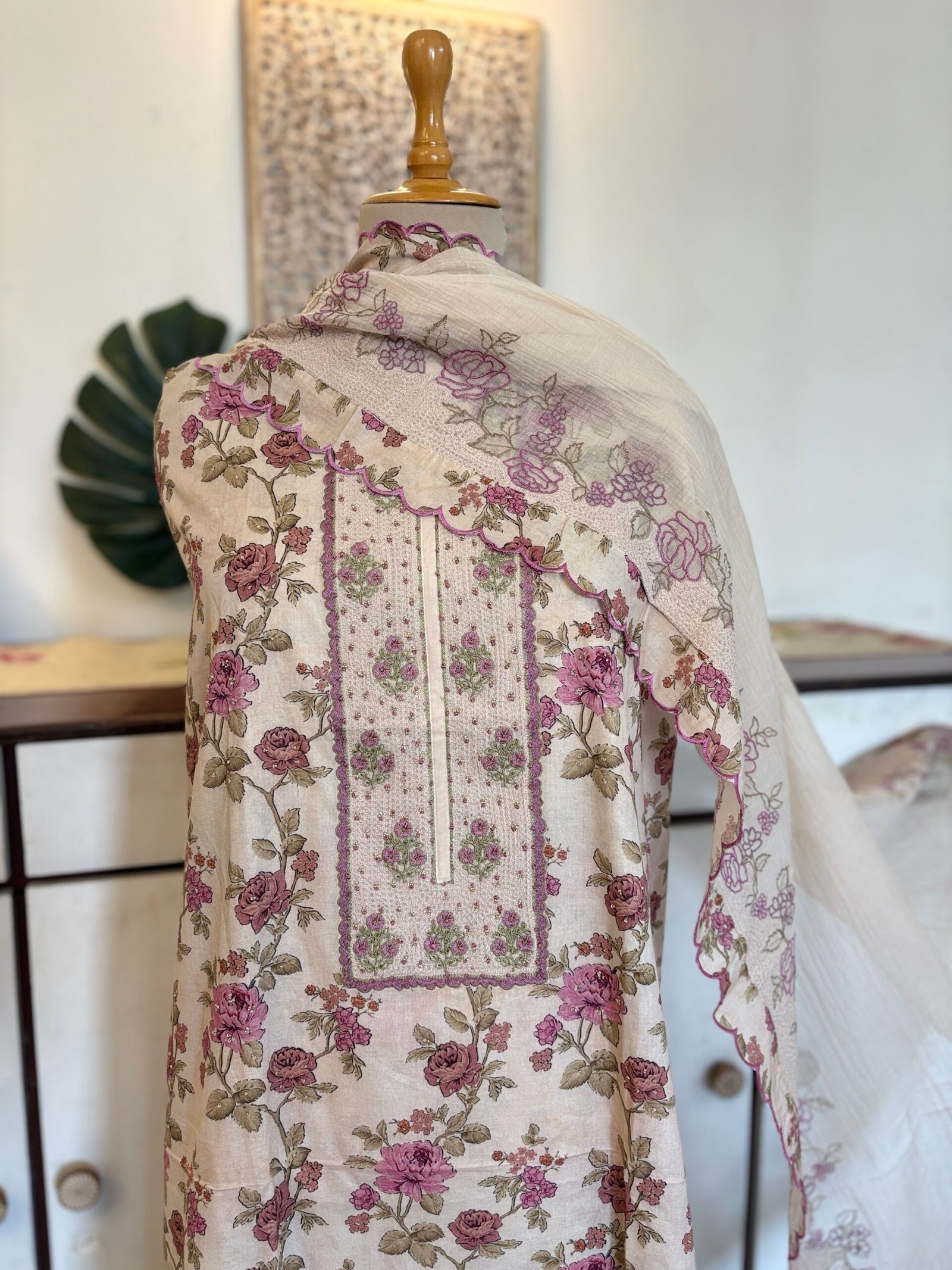 Floral Pure Glaze Cotton and Hand Highlighted Salwars by Ikhtirah - Image 15