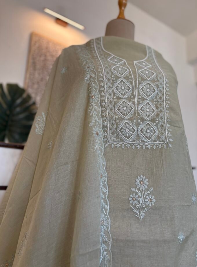 Mul Chanderi Hand-highlighted Salwars by Ikhtirah (Green)