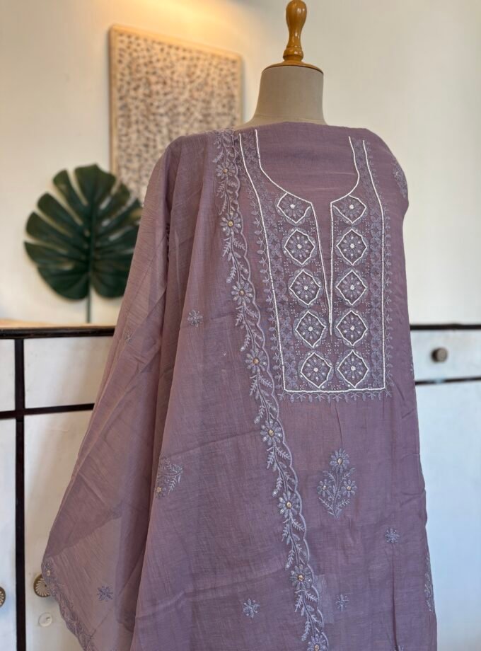 Mul Chanderi Hand-highlighted  Salwars by Ikhtirah (Lavender/Purple)