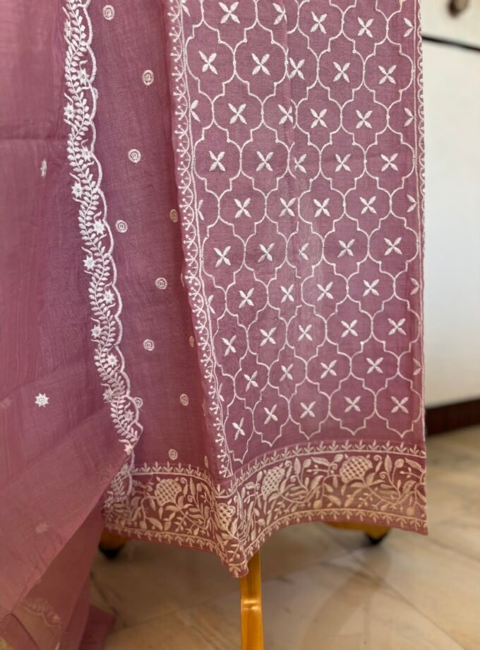 Mul Chanderi Hand-highlighted Salwars by Ikhtirah (Lilac)