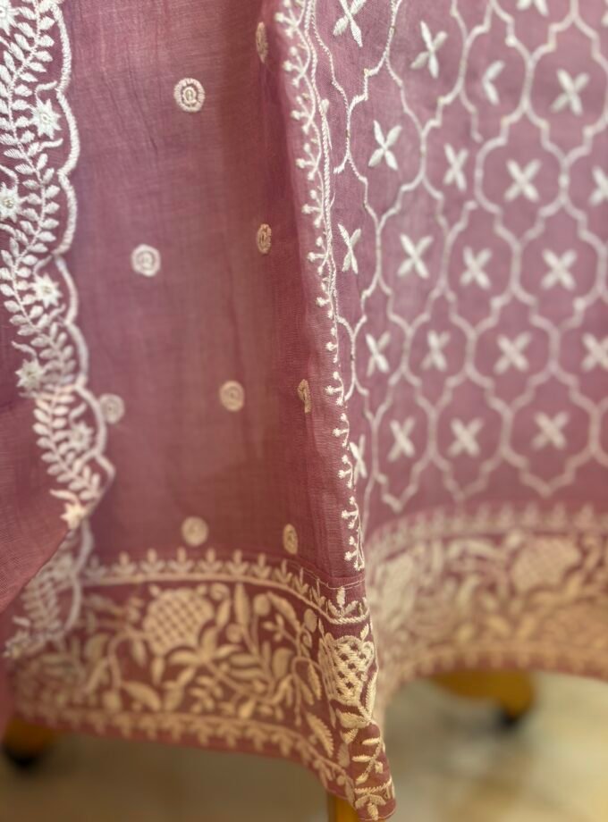 Mul Chanderi Hand-highlighted Salwars by Ikhtirah (Lilac)