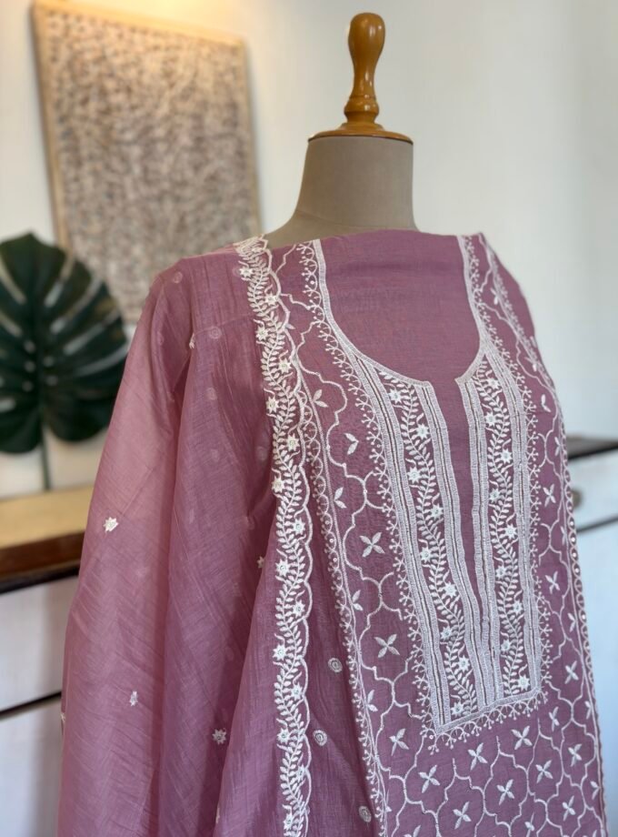 Mul Chanderi Hand-highlighted  Salwars by Ikhtirah (Lilac)