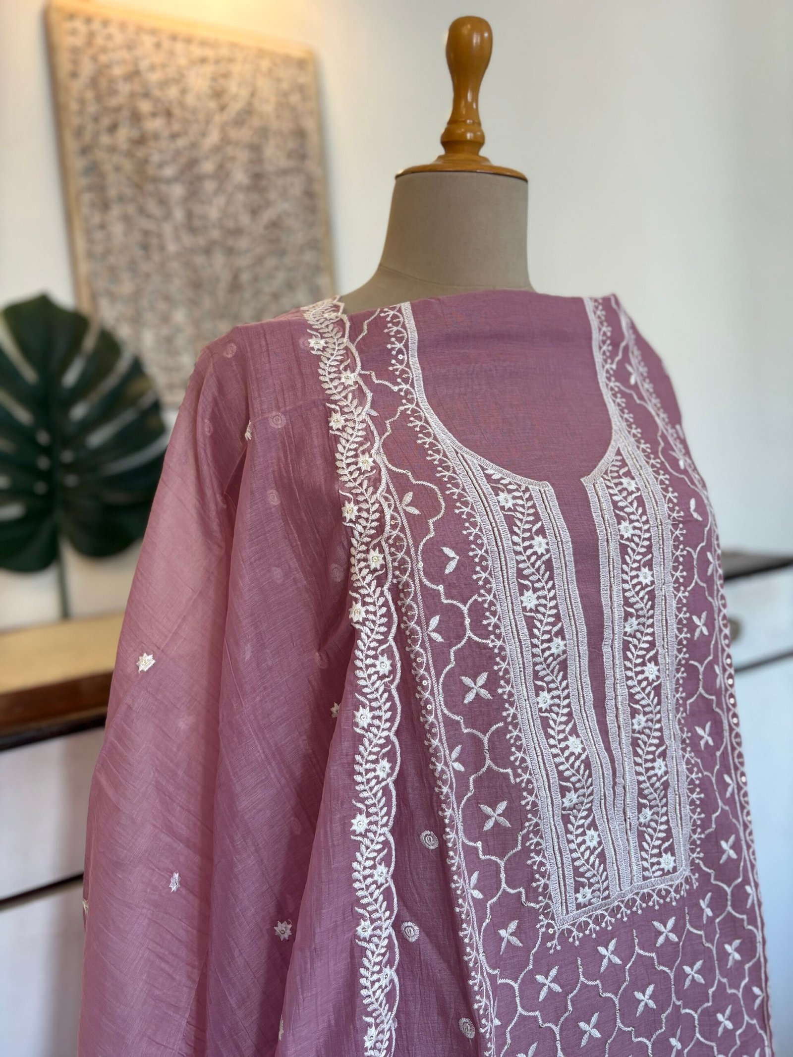 Mul Chanderi Hand-highlighted Salwars by Ikhtirah (Lilac)