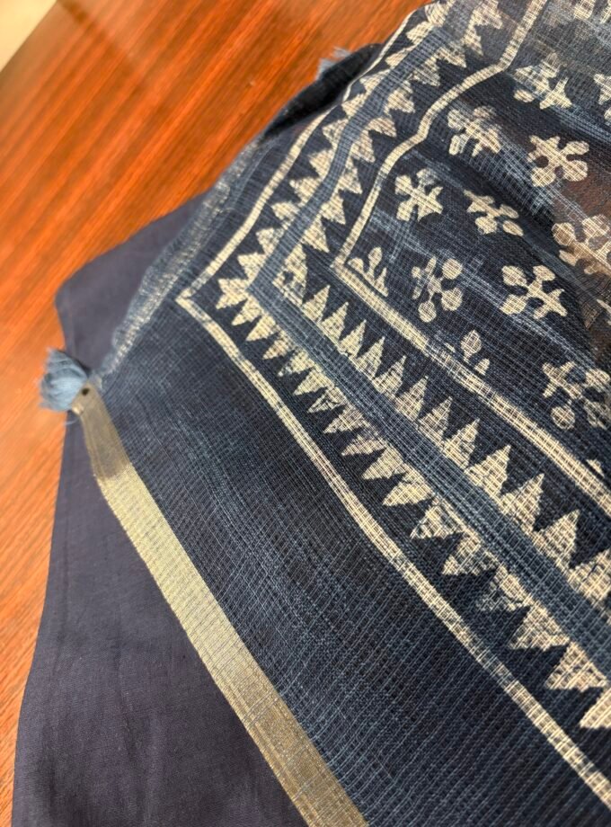 Hand Embroidered with real mirrors and Indigo Cotton Salwars by Ikhtirah