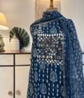 Hand Embroidered with real mirrors Indigo Cotton Salwars by Ikhtirah