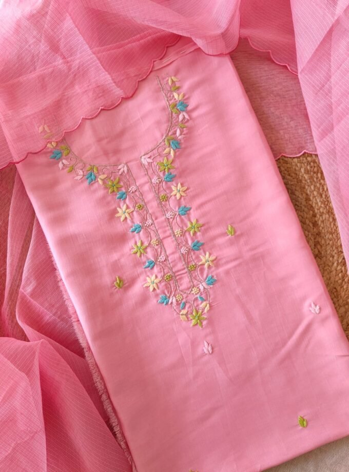 Hand Embroidered Muslin Silk Salwars by Ikhtirah