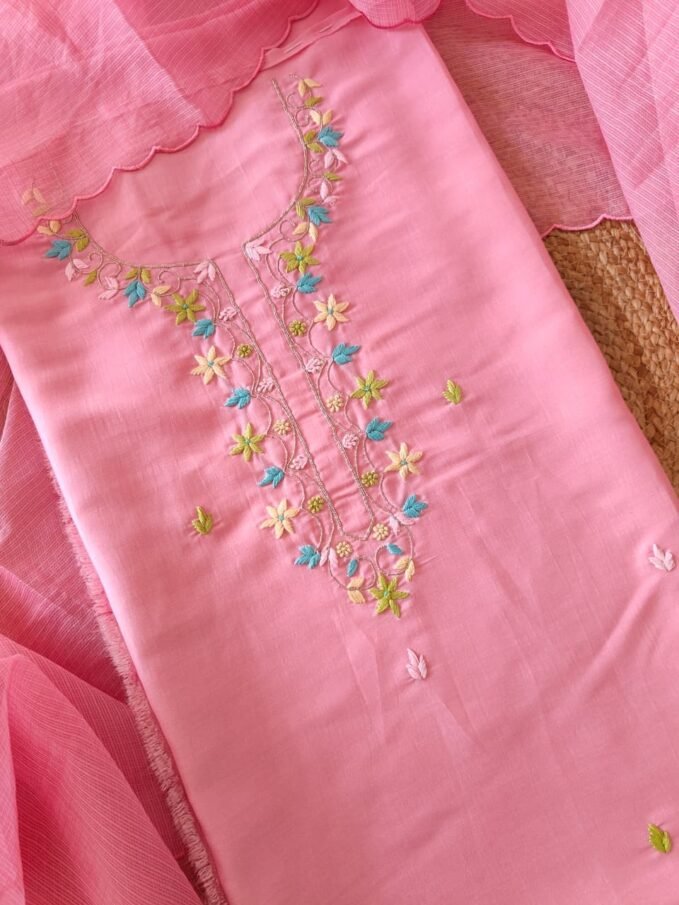 Hand Embroidered Muslin Silk Salwars by Ikhtirah