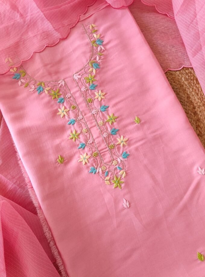Hand Embroidered Muslin Silk Salwars by Ikhtirah