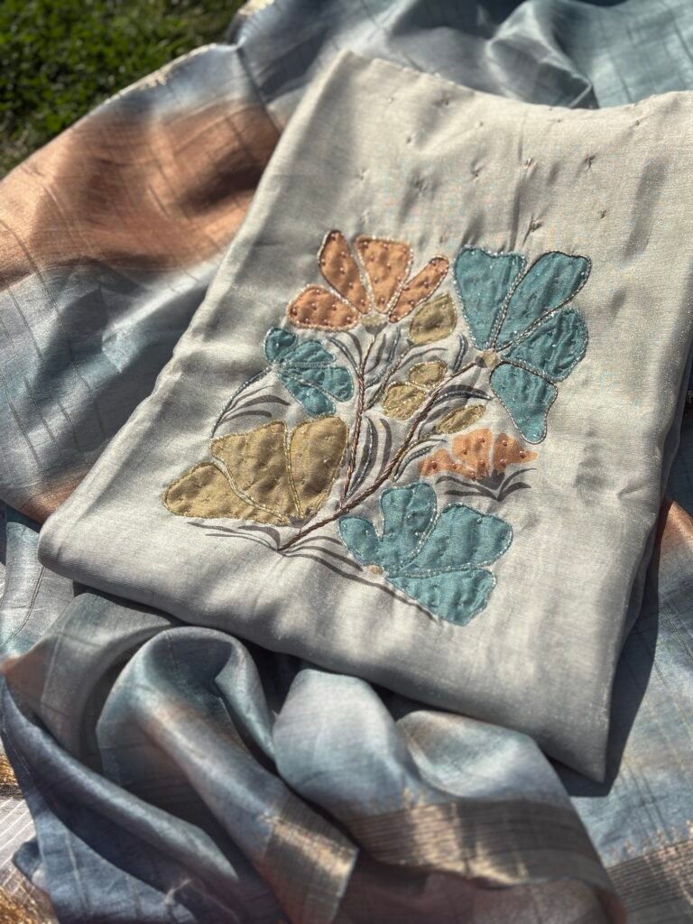 Shimmer Jamdaani Silk Salwar with Handwork by Ikhtirah
