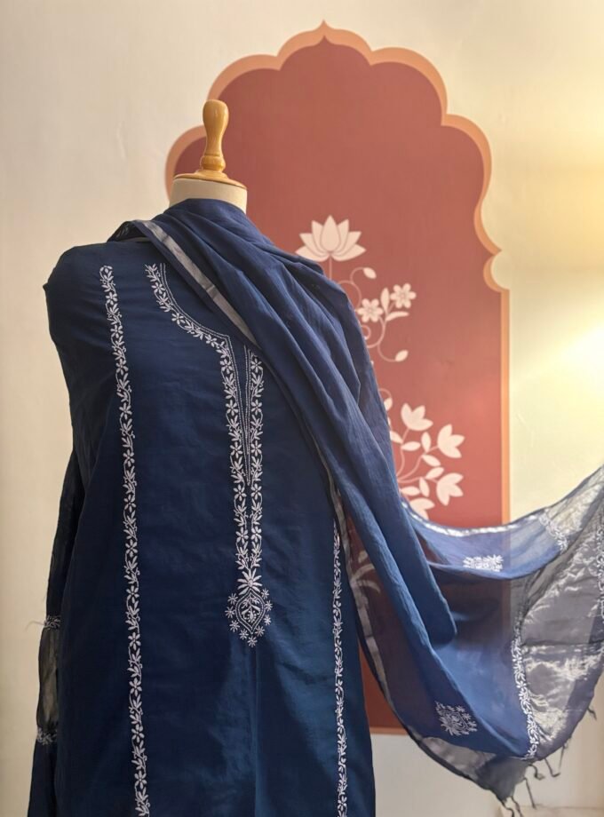 Hand Chikankari Embroidered Pure Chanderi Salwar by Ikhtirah