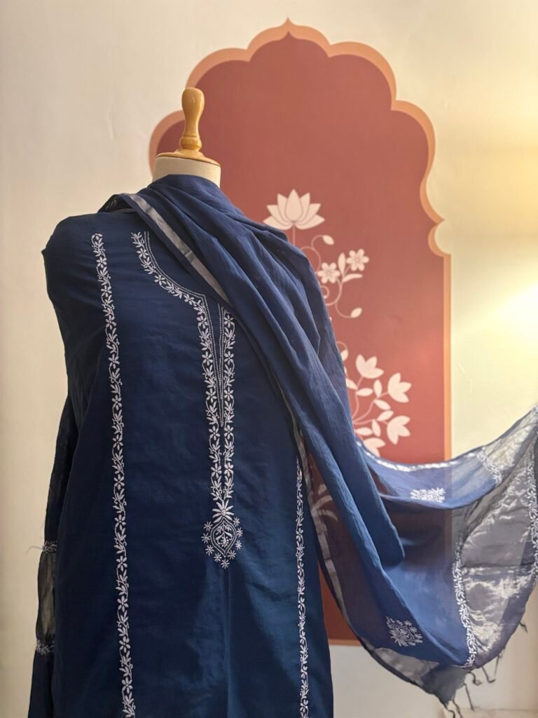 Hand Chikankari Embroidered Pure Chanderi Salwar by Ikhtirah