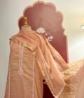 Hand Chikankari Embroidered Pure Chanderi with Mukaish worked Salwar by Ikhtirah