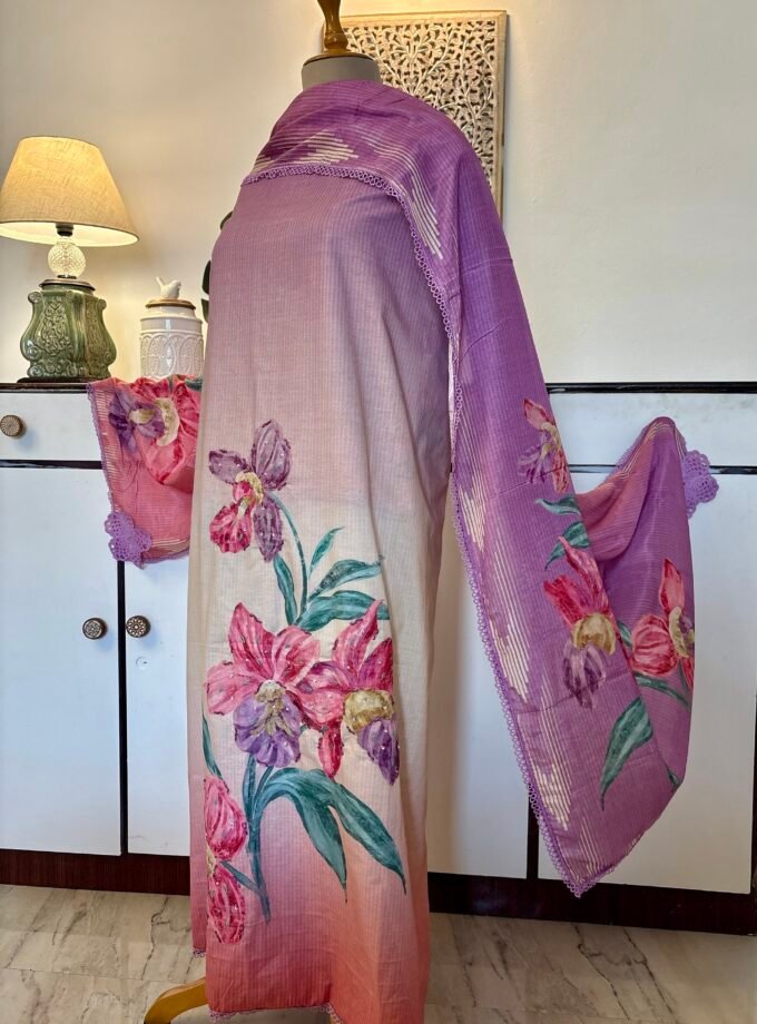 Pure Swiss Cotton HandHighlighted Ombre Salwar by Ikhtirah