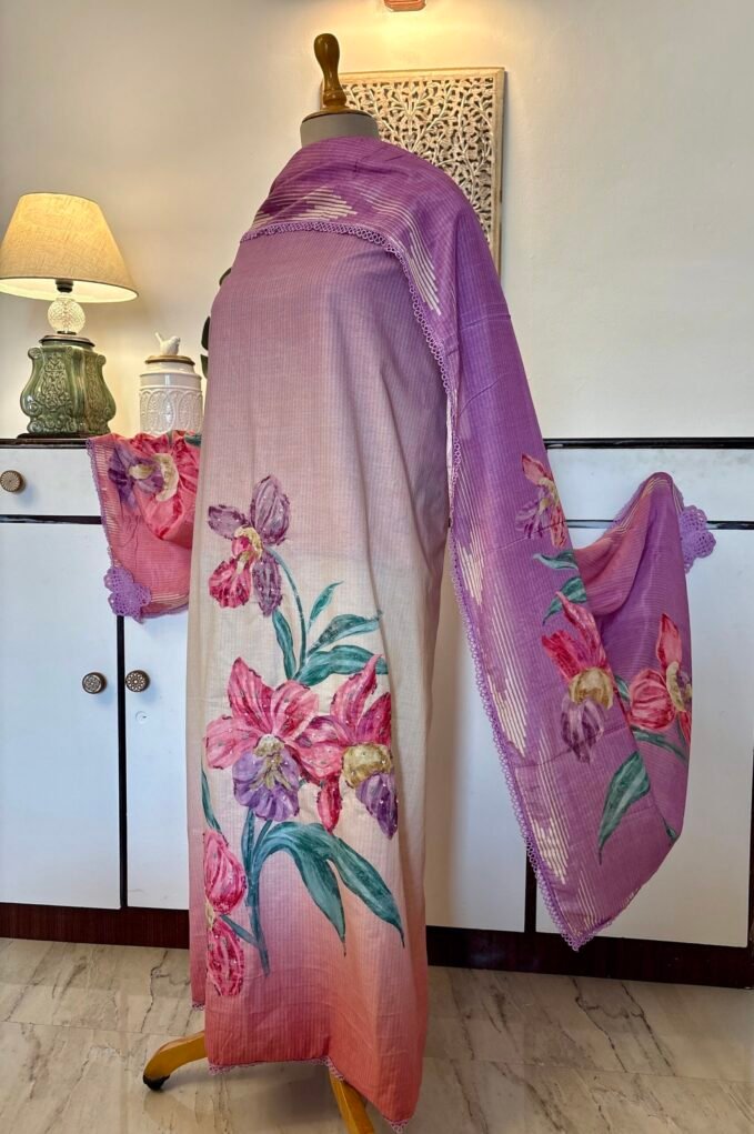 Pure Swiss Cotton HandHighlighted Ombre Salwar by Ikhtirah
