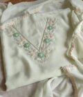 Hand Embroidered Pastel Georgette Salwars by Ikhtirah (Mint)