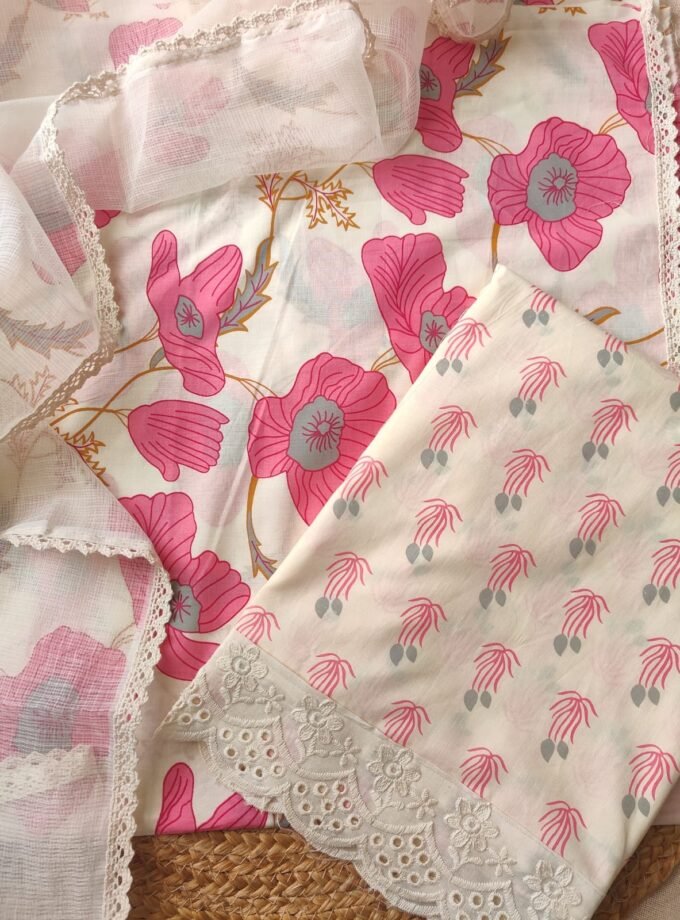 Taj Pure Cotton Lace detailed Curated Salwars by Ikhtirah
