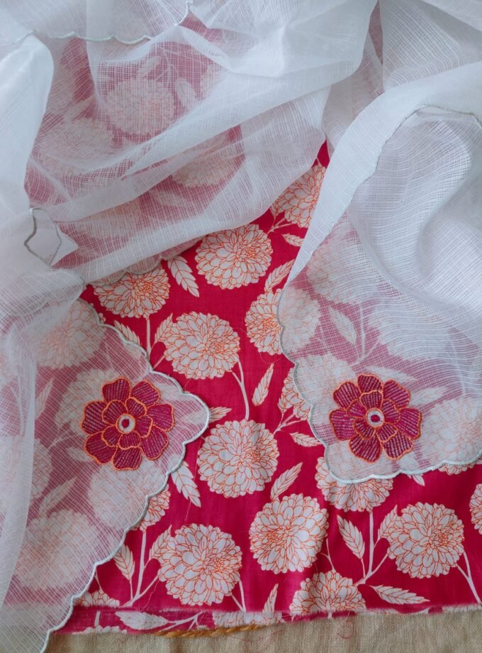 Pure Cotton Salwar with manually embroidered Kota Dupatta by Ikhtirah