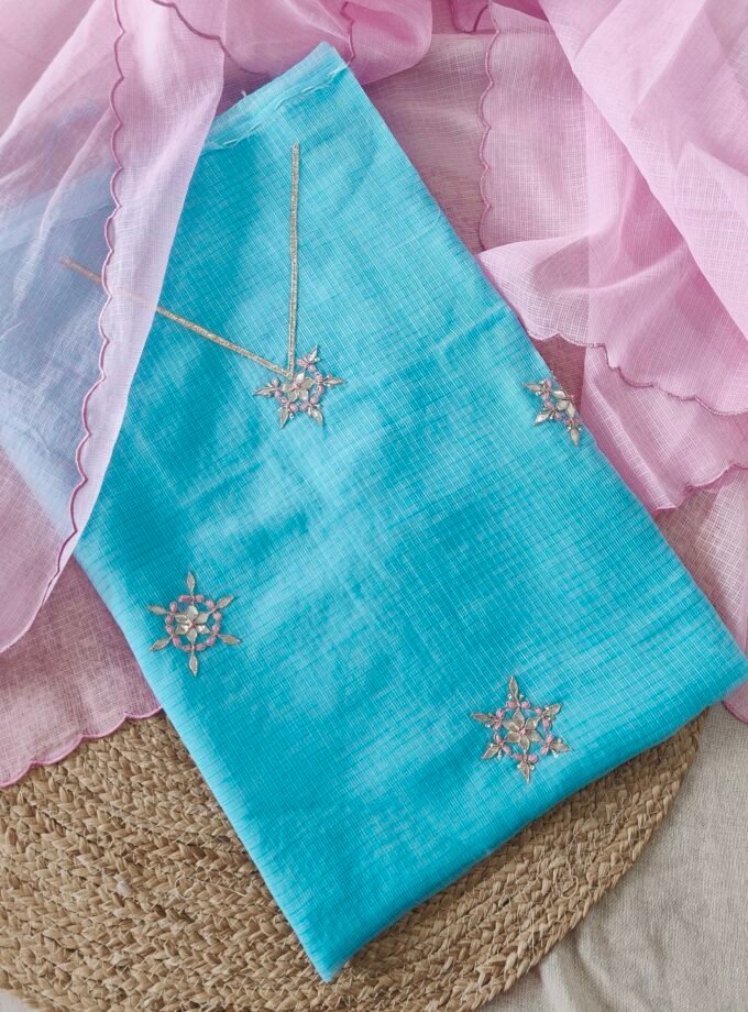 Hand Gota Embroidered Kota by Kota Salwars by Ikhtirah