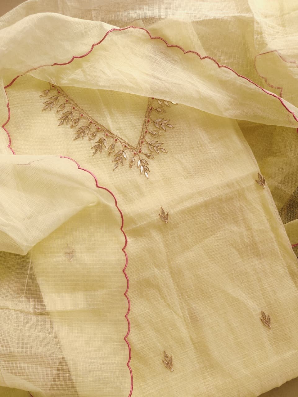 Hand Zardozi Embroidered Gota Kota by Kota Salwars by Ikhtirah