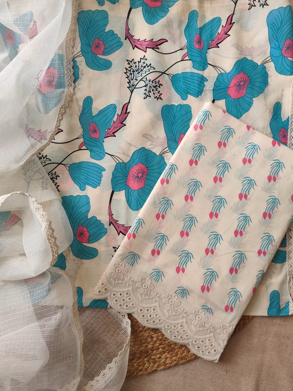 Taj Pure Cotton Lace detailed Curated Salwars by Ikhtirah - Image 2