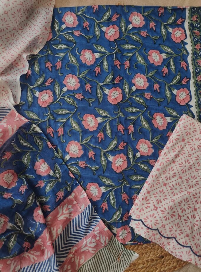 Handblocked Pure Cotton scalloped Salwars by Ikhtirah