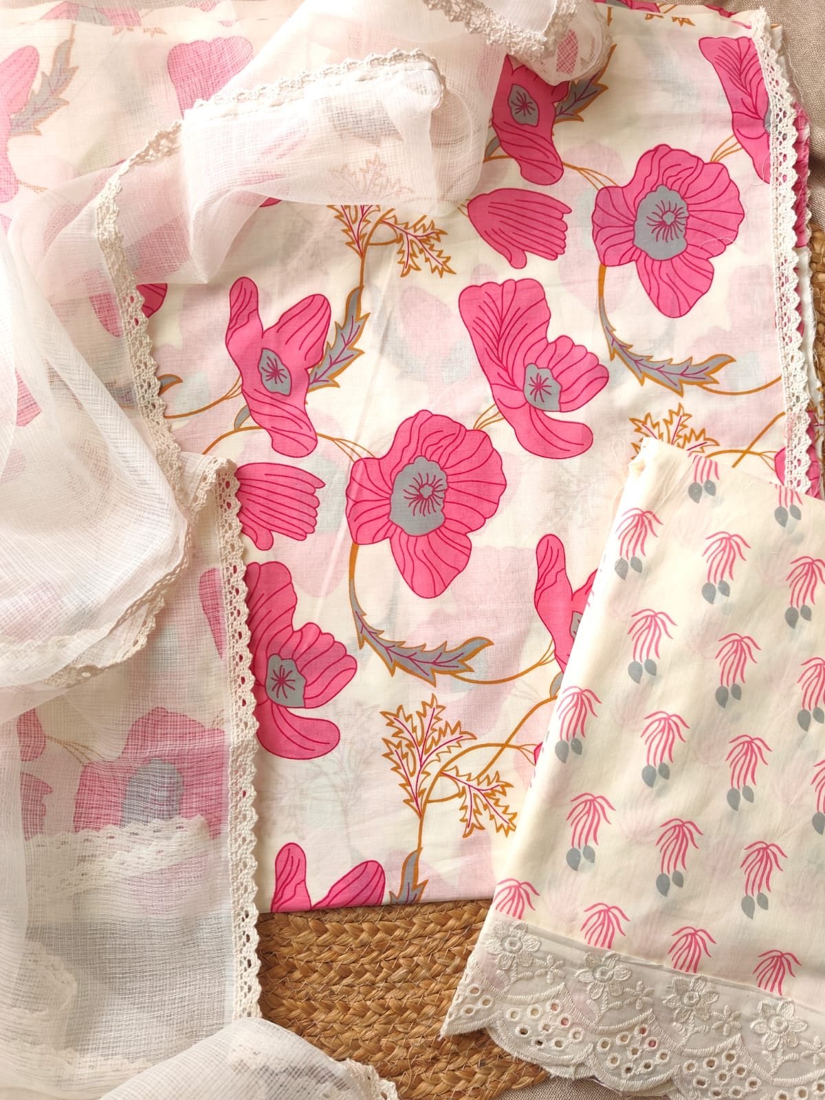 Taj Pure Cotton Lace detailed Curated Salwars by Ikhtirah - Image 3