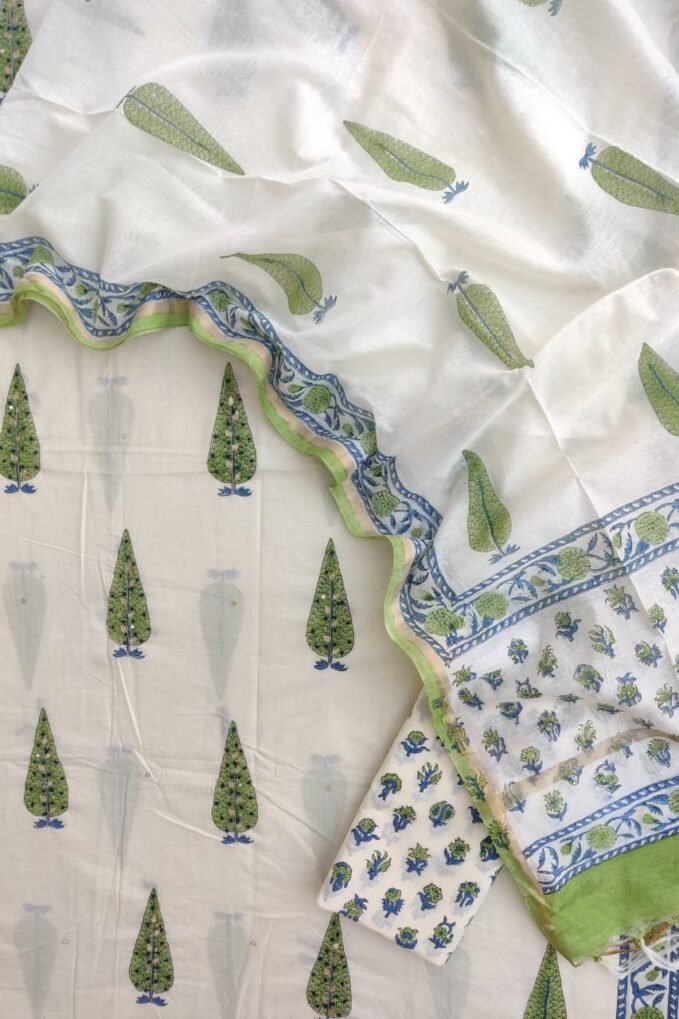 Hand Highlighted Pure Cotton Handblocked Salwars by Ikhtirah