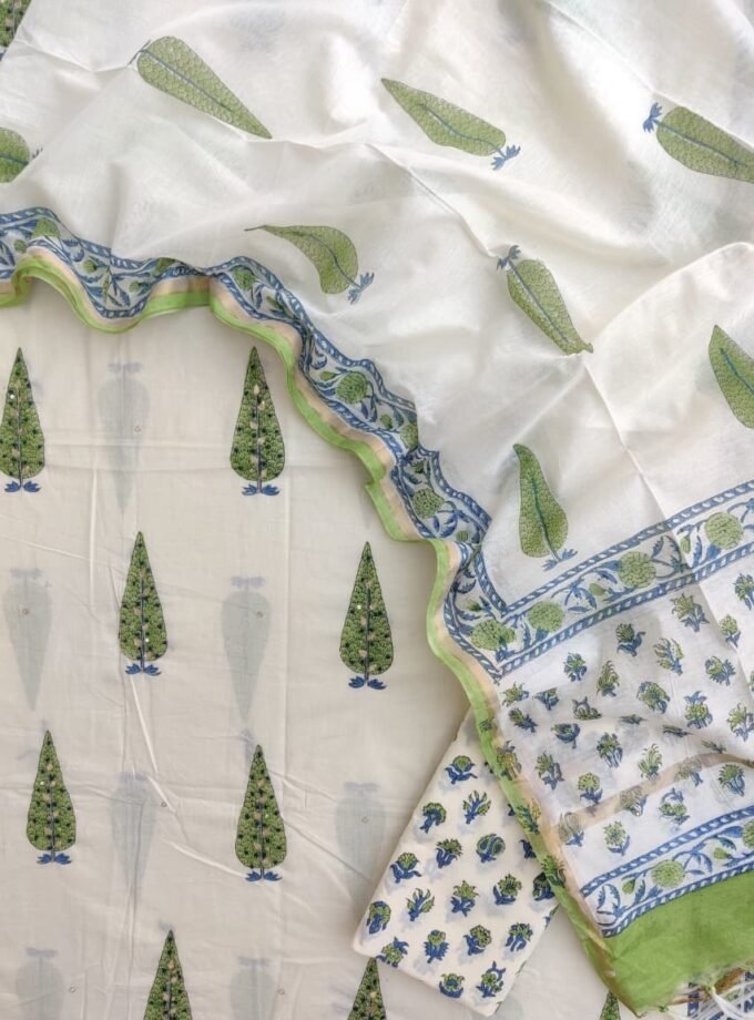 Hand Highlighted Pure Cotton Handblocked Salwars by Ikhtirah
