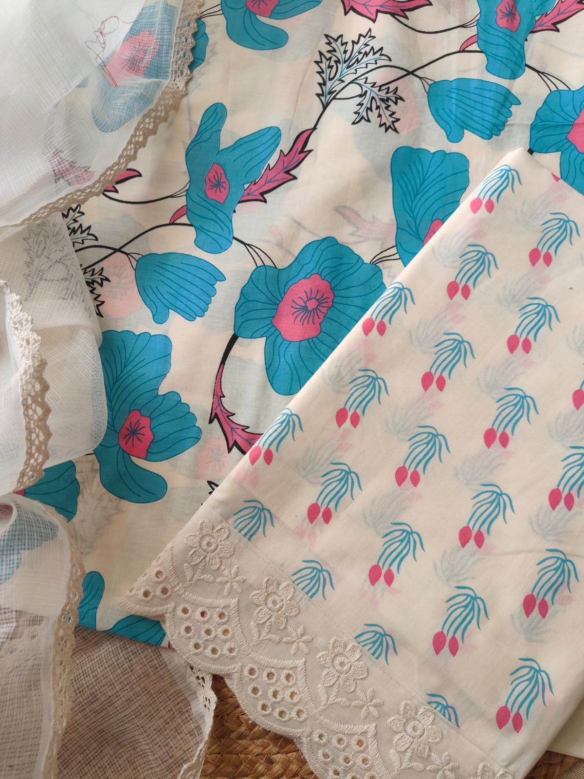 Taj Pure Cotton Lace detailed Curated Salwars by Ikhtirah