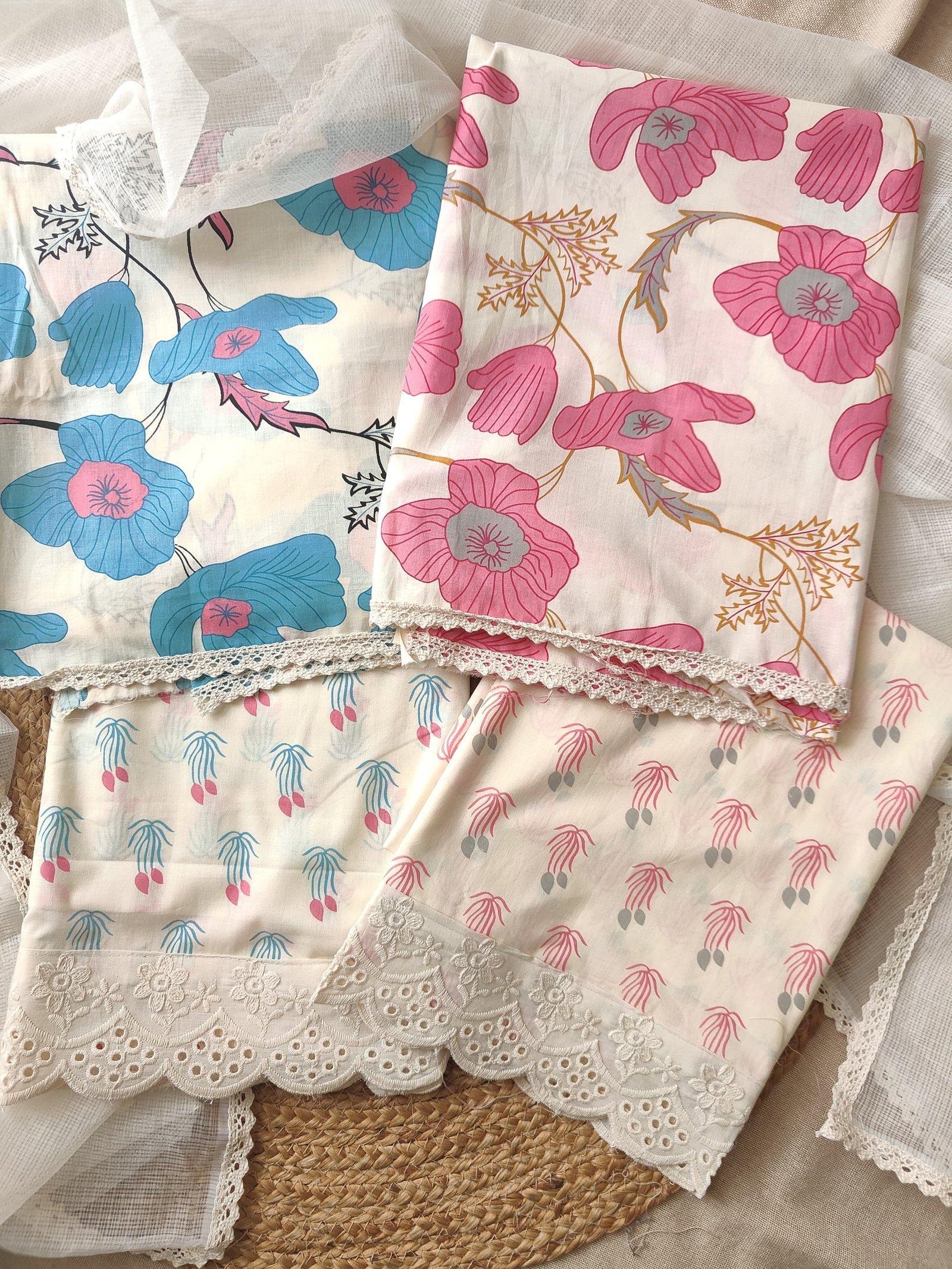 Taj Pure Cotton Lace detailed Curated Salwars by Ikhtirah - Image 3