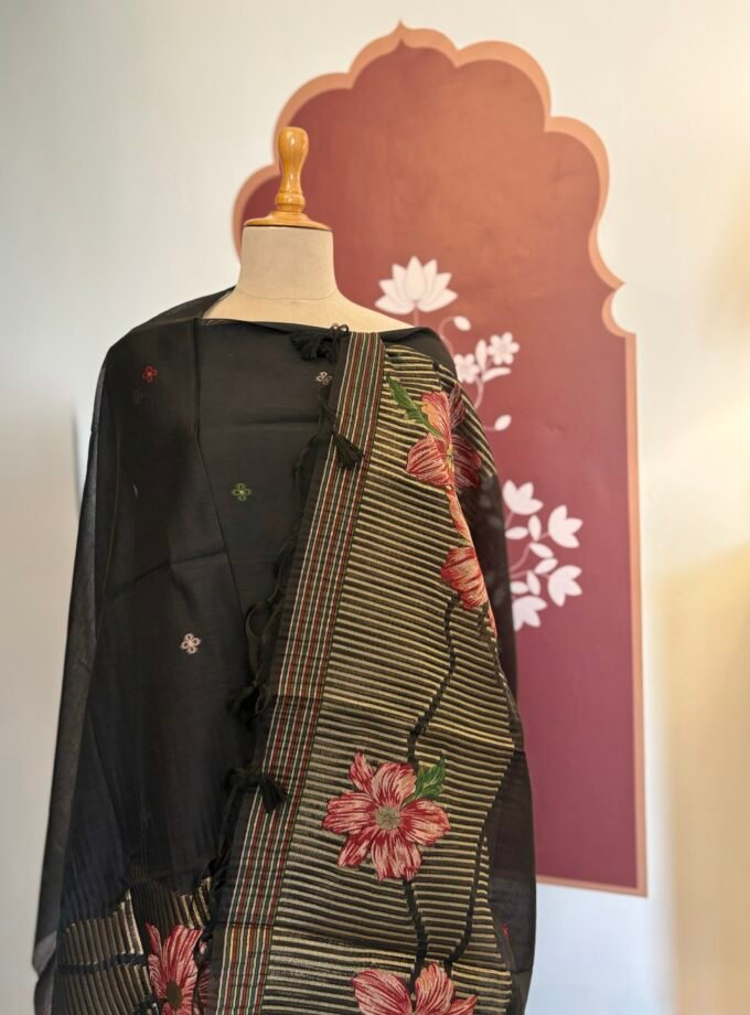 Woven Jamdaani Chanderi Floral Salwars by Ikhtirah