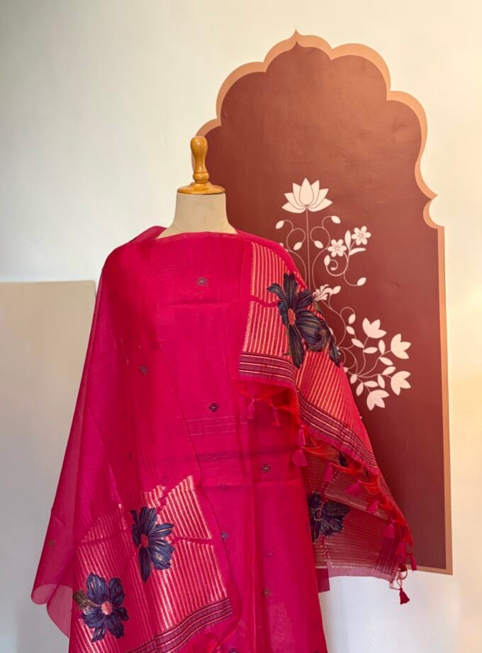 Woven Jamdaani Chanderi Floral Salwars by Ikhtirah