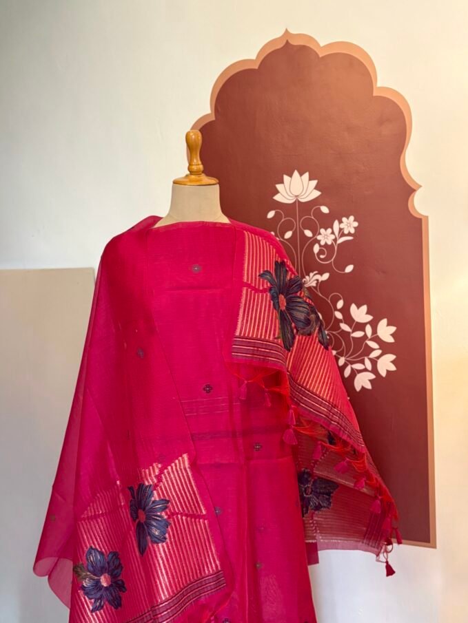 Woven Jamdaani Chanderi Floral Salwars by Ikhtirah