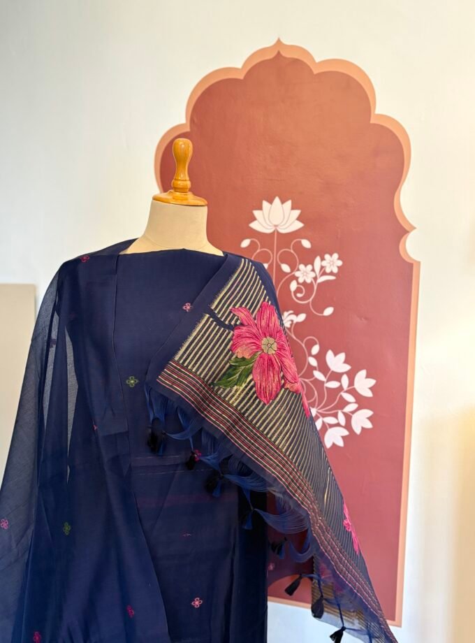Woven Jamdaani Chanderi Floral Salwars by Ikhtirah