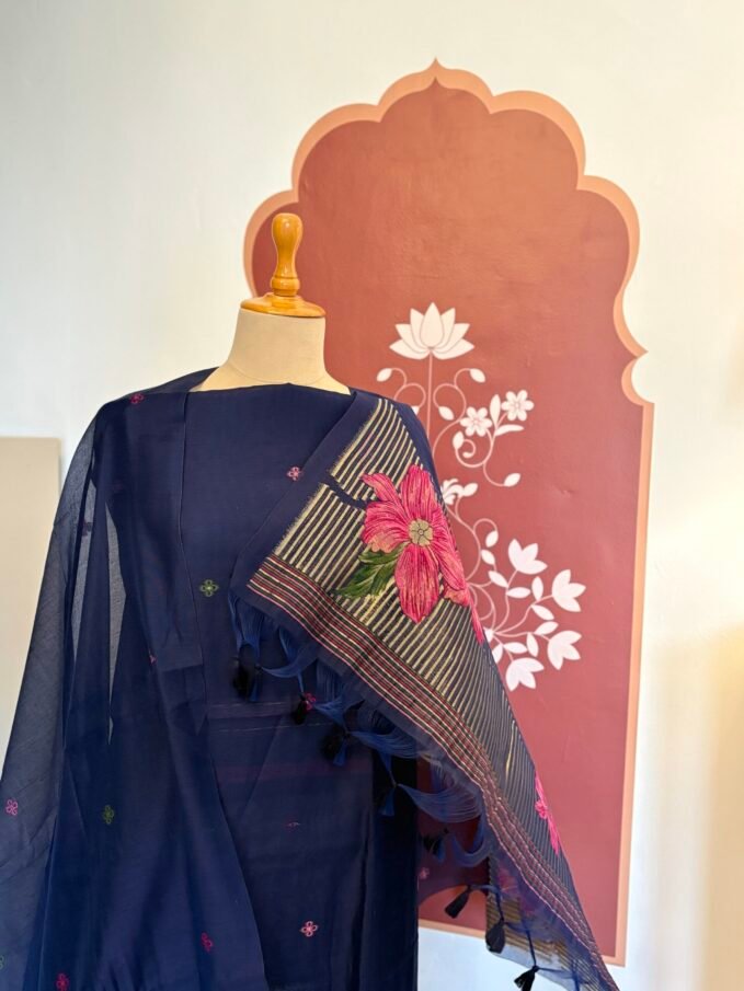 Woven Jamdaani Chanderi Floral Salwars by Ikhtirah