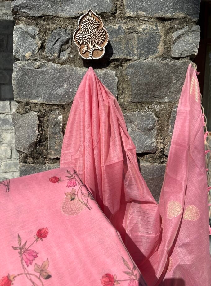 Floral Printed Zari Woven Jamdaani Chanderi Salwars by Ikhtirah