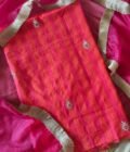 Hand Embroidered Gota and Thread Embroidered Handloom Checked Woven Chanderi Salwars by Ikhtirah