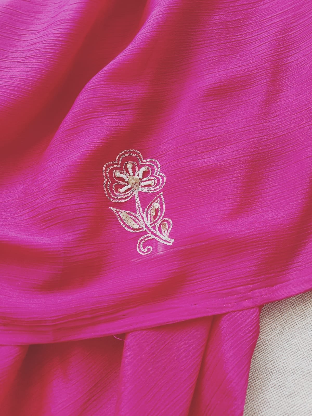Hand Embroidered Aari worked Chinnon Salwar by Ikhtirah - Image 6