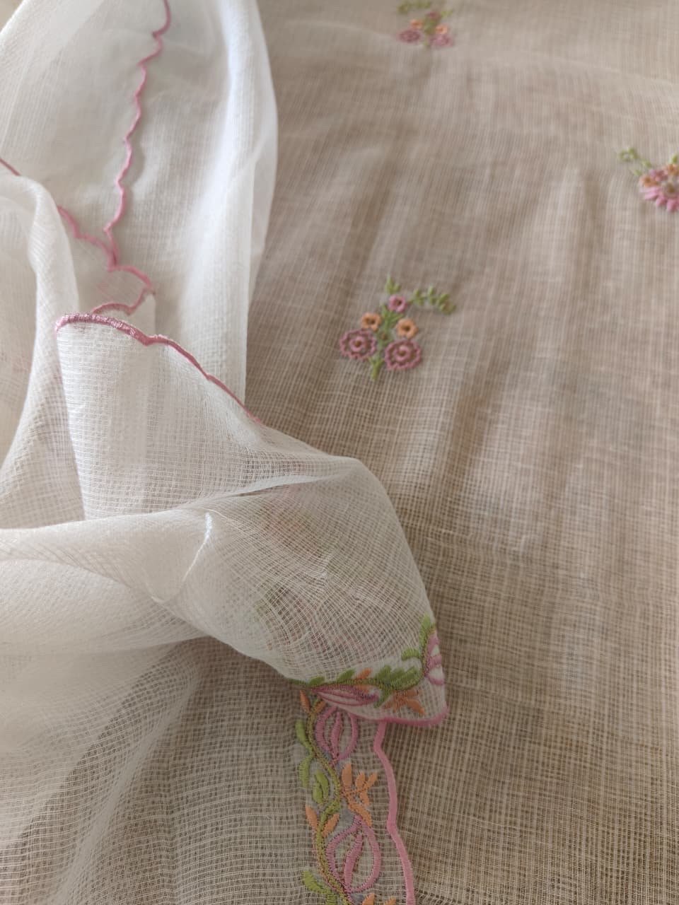 Manually Embroidered Pure Cotton Kota by Kota Salwars by Ikhtirah - Image 2