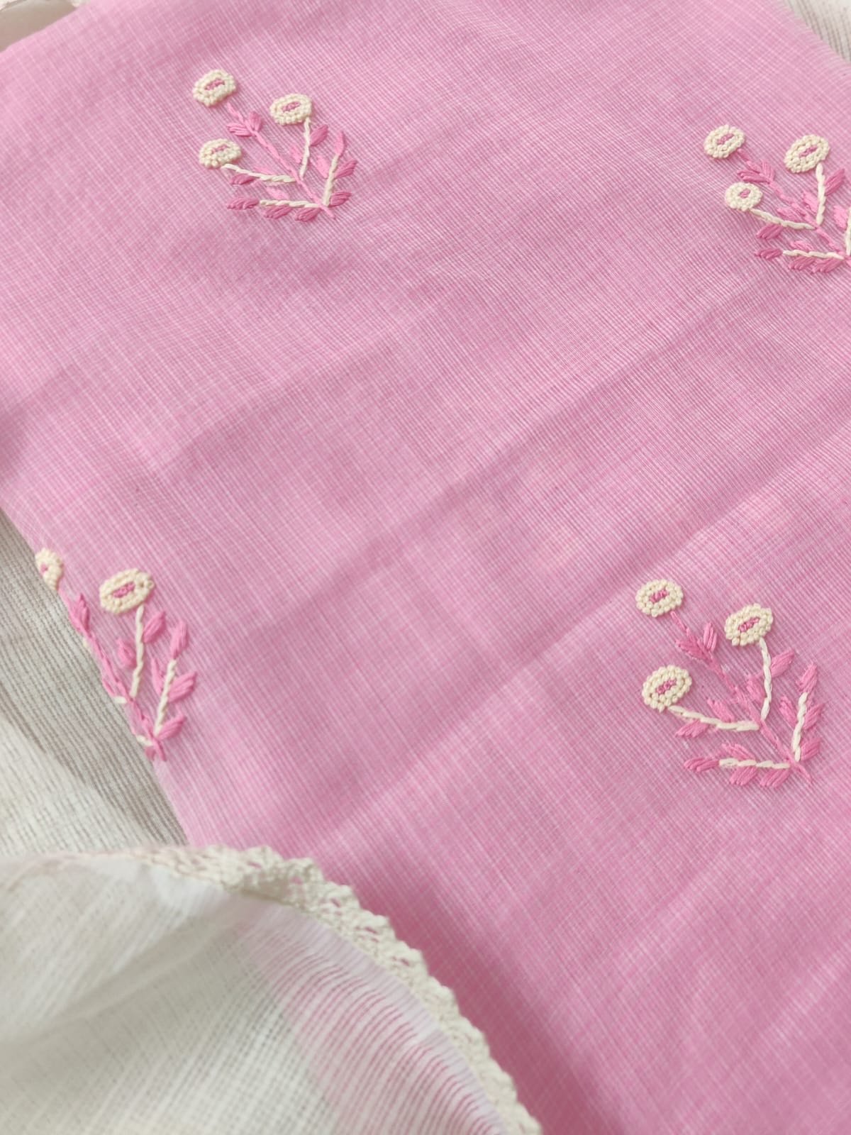 Hand Embroidered Kota Salwars by Ikhtirah (Pink) - Image 4