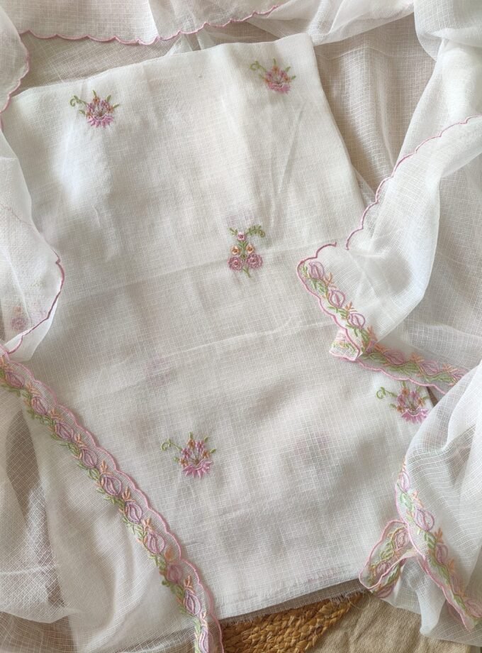 Manually Embroidered Pure Cotton Kota by Kota Salwars by Ikhtirah