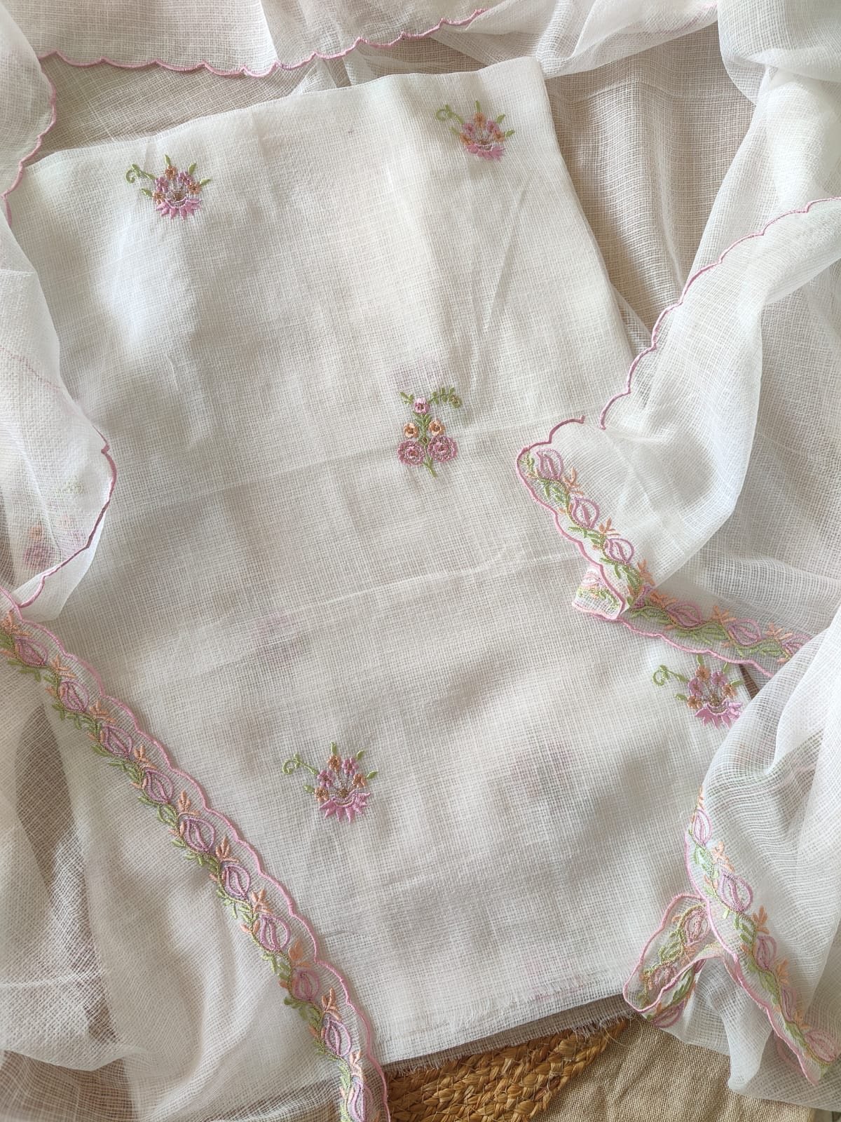 Manually Embroidered Pure Cotton Kota by Kota Salwars by Ikhtirah